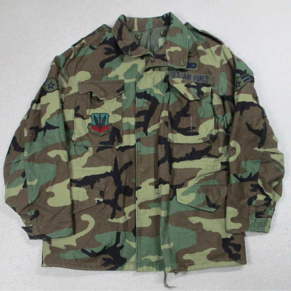 US Air Force Jacket Mens Medium Woodland Camo Cold Weather Field‎ Coat Military